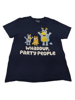 Bluey Graphic Tee Women's Medium M Bluey Bingo Bandit Whaddup Party People Shirt